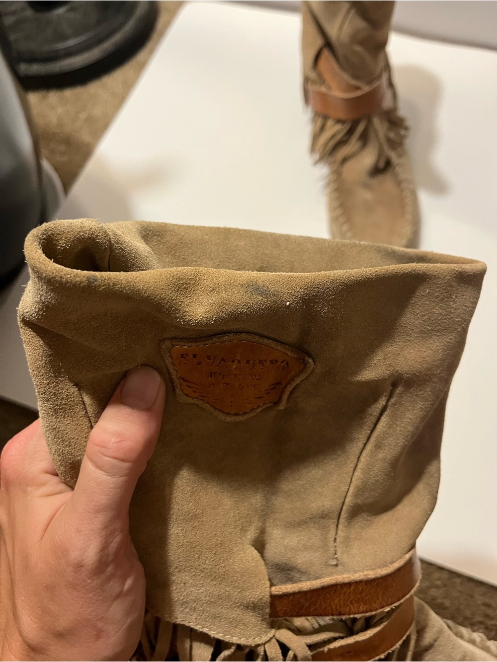 El Vaquero Apache Fringe Moccasin Boots | EU 40 US 9 | Handmade Italian Suede - Picture 7 of 11